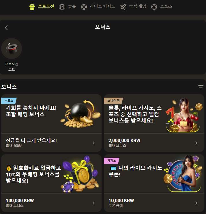 기타 보너스 및 프로모션