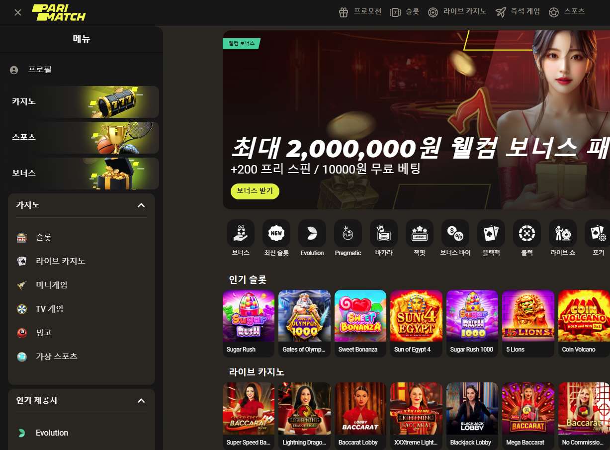 대체 링크를 통해 열린 웹사이트